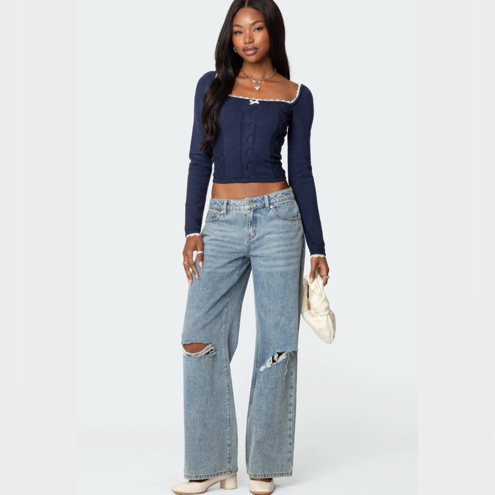 Edikted 	LONG SLEEVE CABLE KNIT TOP